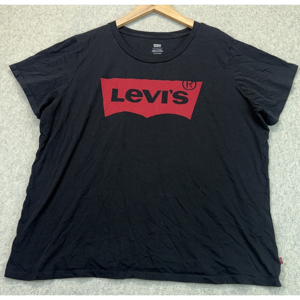 Levi's Mens Crew Neck T-Shirt Black Brand Logo Regular Fit Short Sleeve 2X